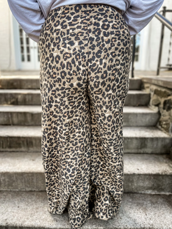 Curvy Leopard Wide Leg Lounge Pants