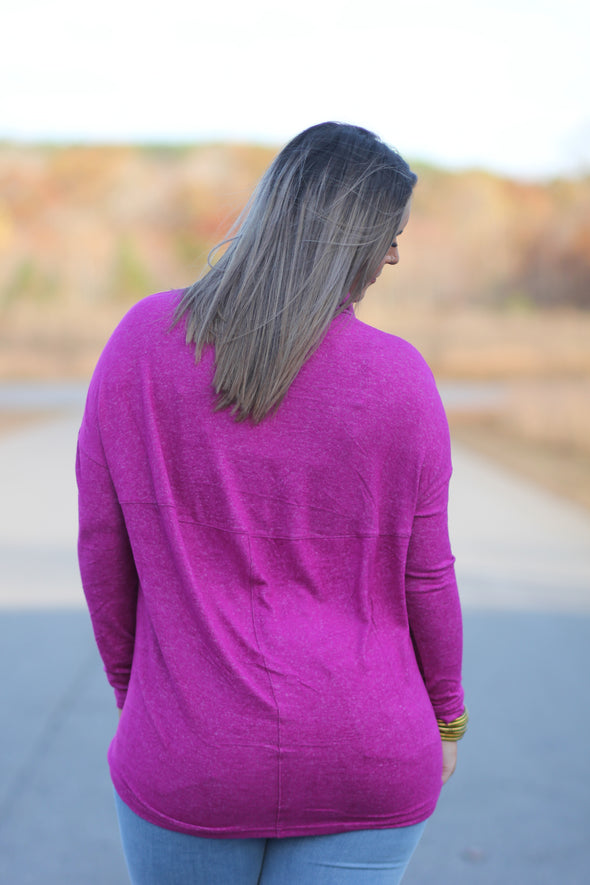 Z Supply Jewel Pink Melysa Marled Cowl Neck Top