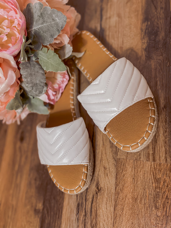 White Espadrille Slide Sandal