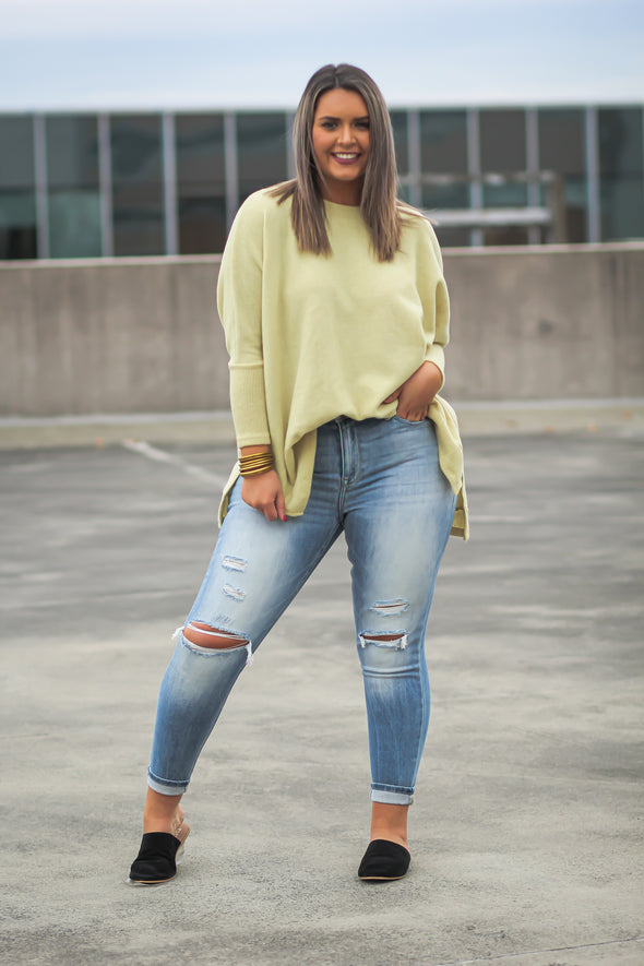 Dusty Yellow Brushed Knit Pullover Top