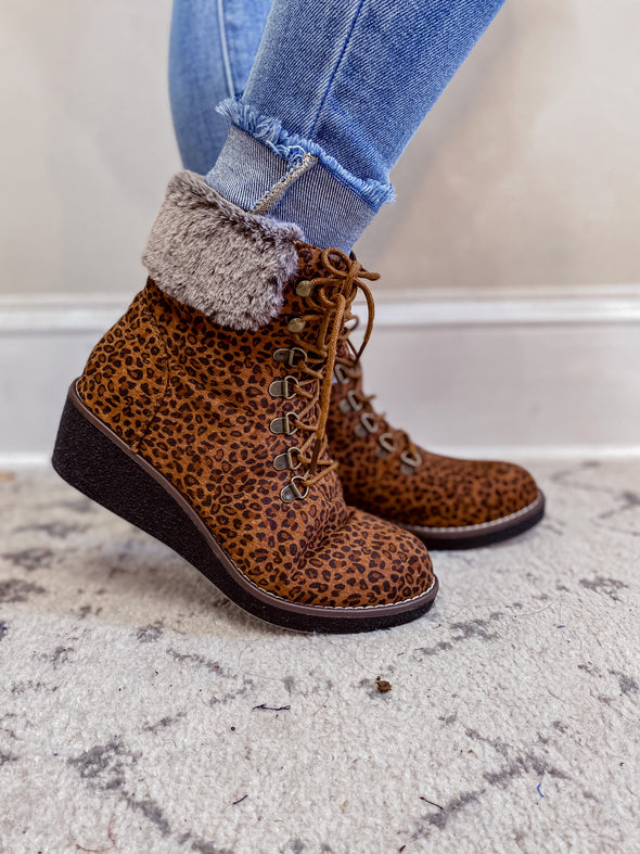 Corkys Small Leopard Fox Bay Lace Up Boot