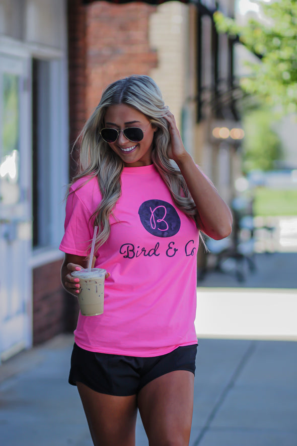 Hot Pink & Leopard Bird & Co Graphic Tee