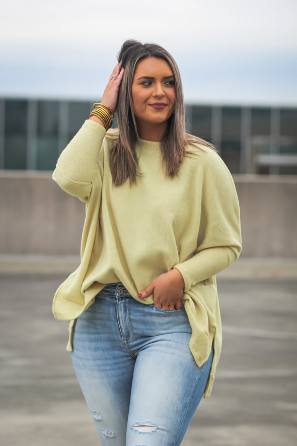 Dusty Yellow Brushed Knit Pullover Top