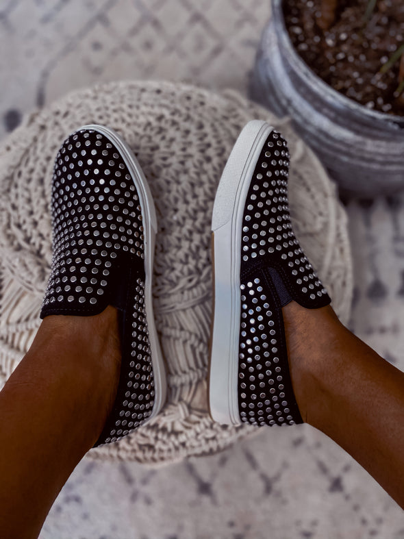 Steve Madden Coulter Black Studded Slip on Sneaker