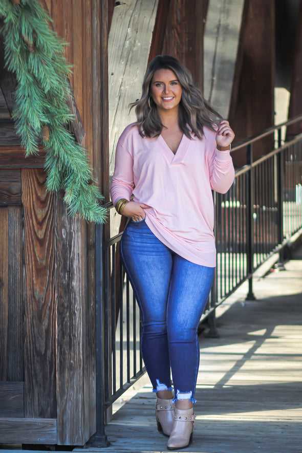 Light Peach Long Sleeve Tunic Top