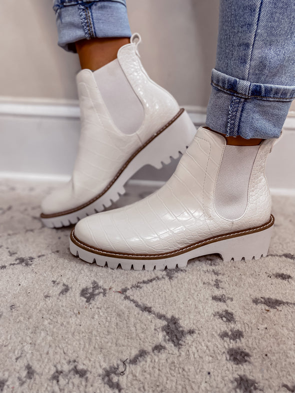 Matisse White Croc Preston Bootie