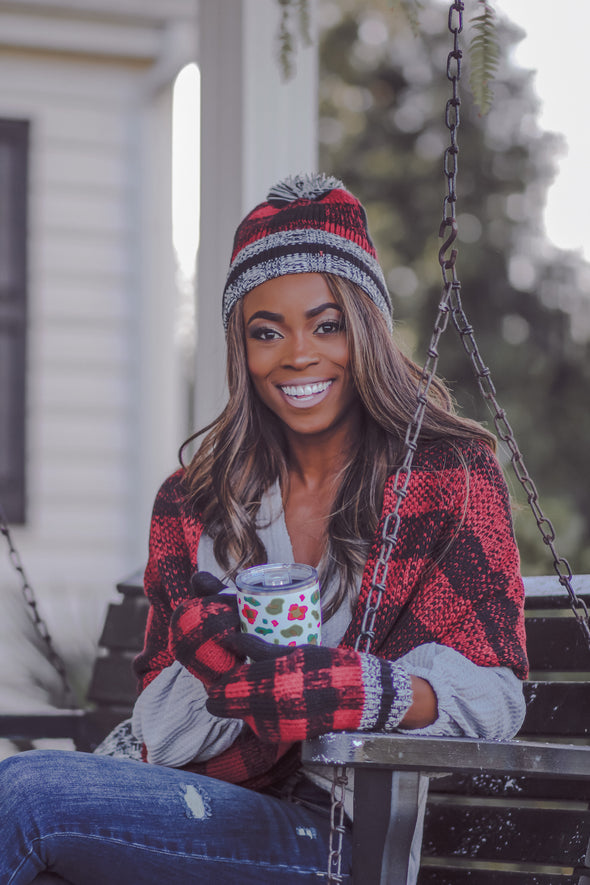 Red Plaid Winter Accessory Set