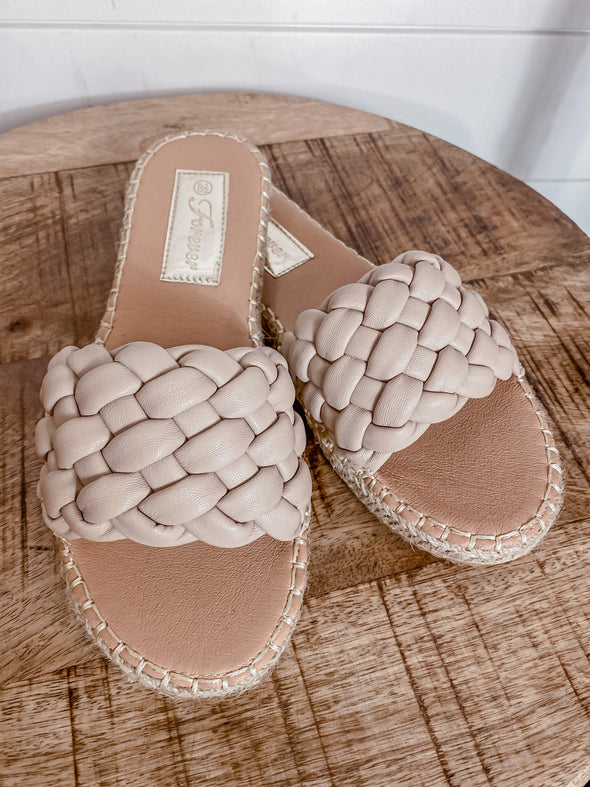 Taupe Braided Slip On Sandal