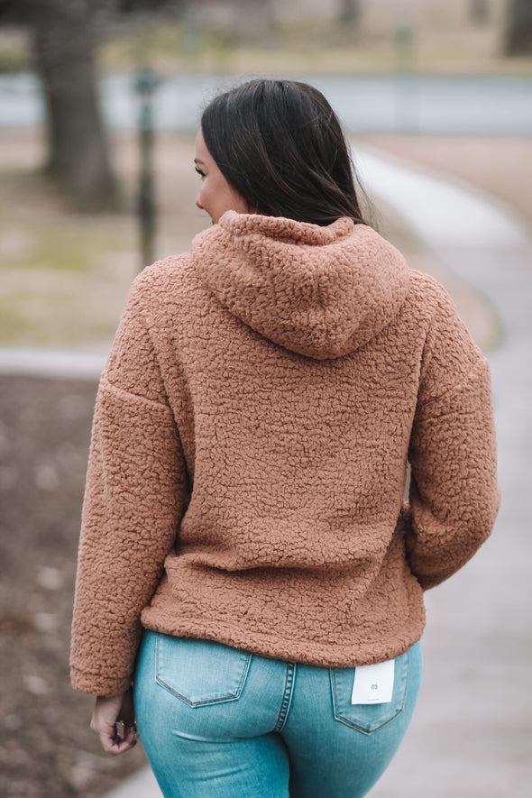 Camel Sherpa Hooded Pullover