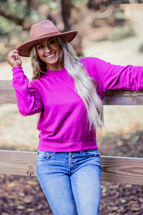 Z Supply Jewel Pink Classic Crew Sweatshirt