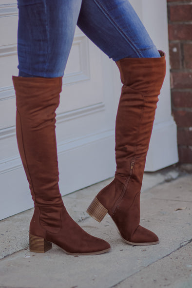 The Catherine Over The Knee Boots in Brown