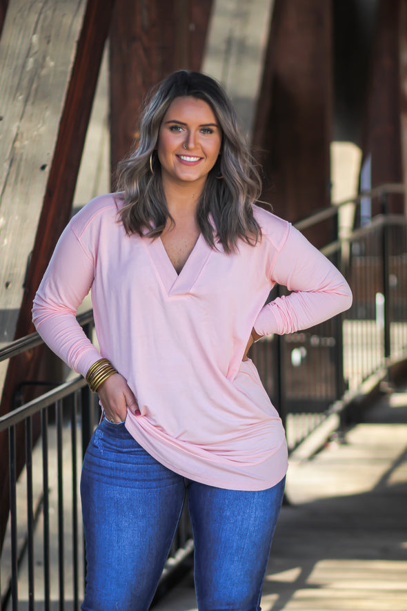 Light Peach Long Sleeve Tunic Top