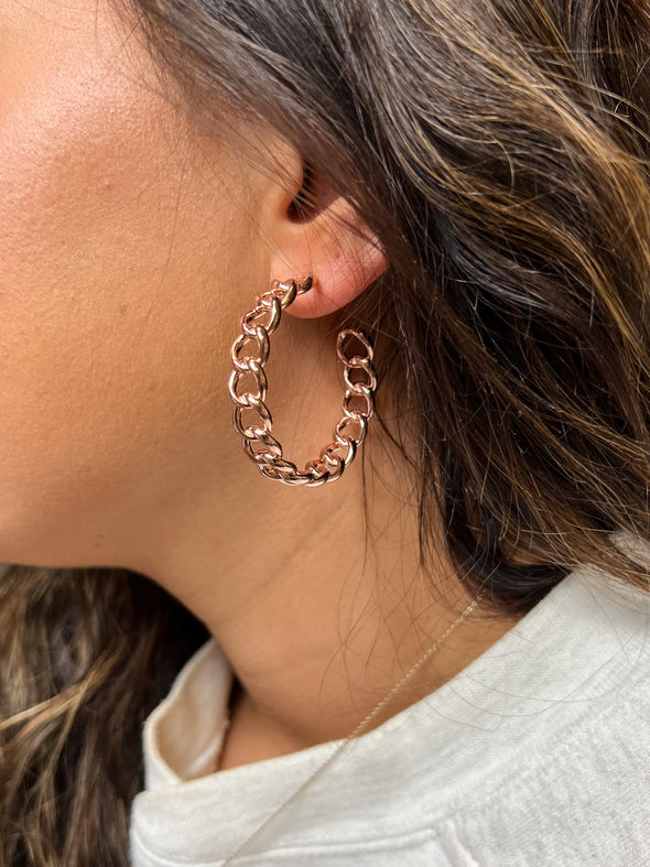 Sheila Fajl Small Chain Hoop In Rose Gold