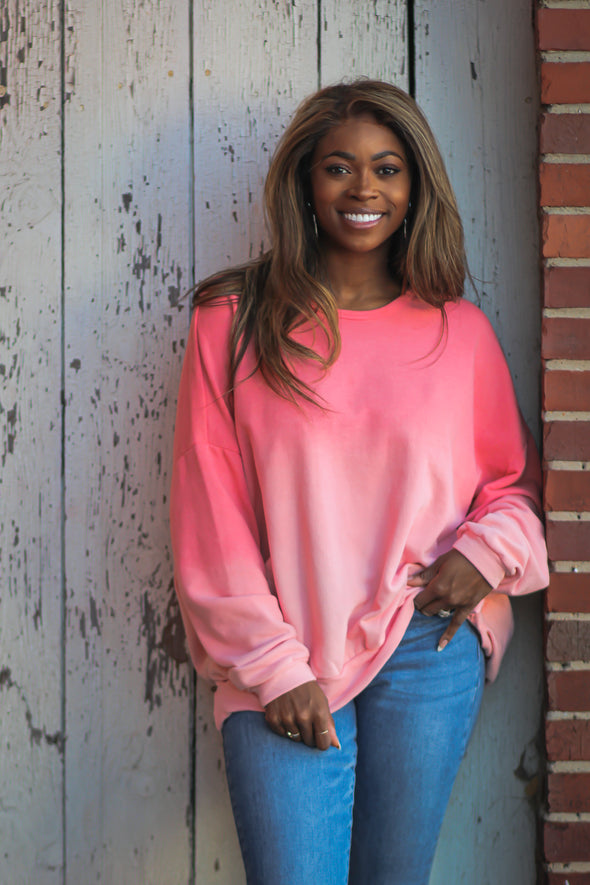 Coral Tie Dye Knit Pullover