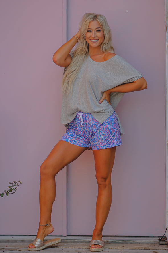 Pink and Blue Paisley Lounge Shorts