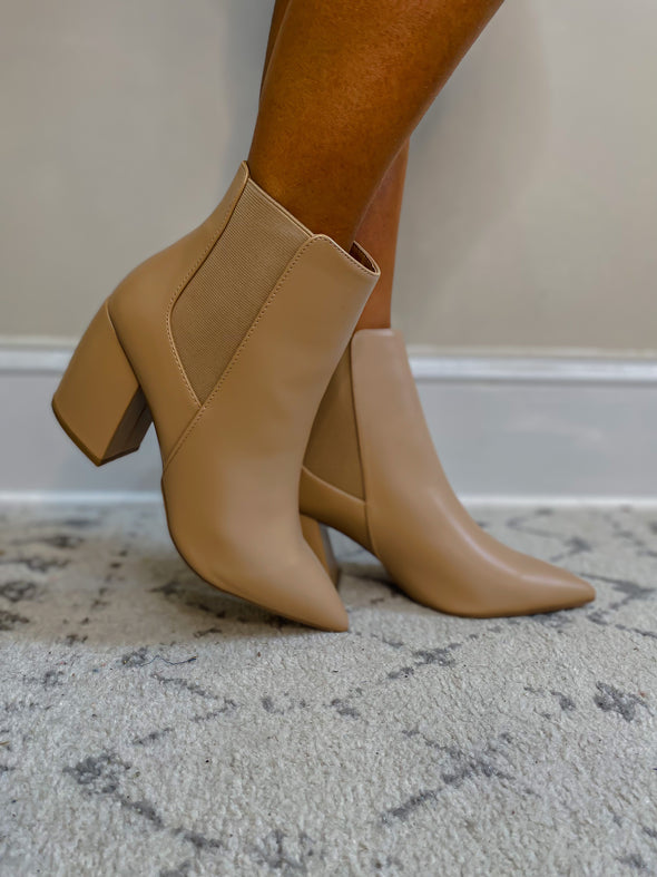 Tan Pointed Toe Bootie