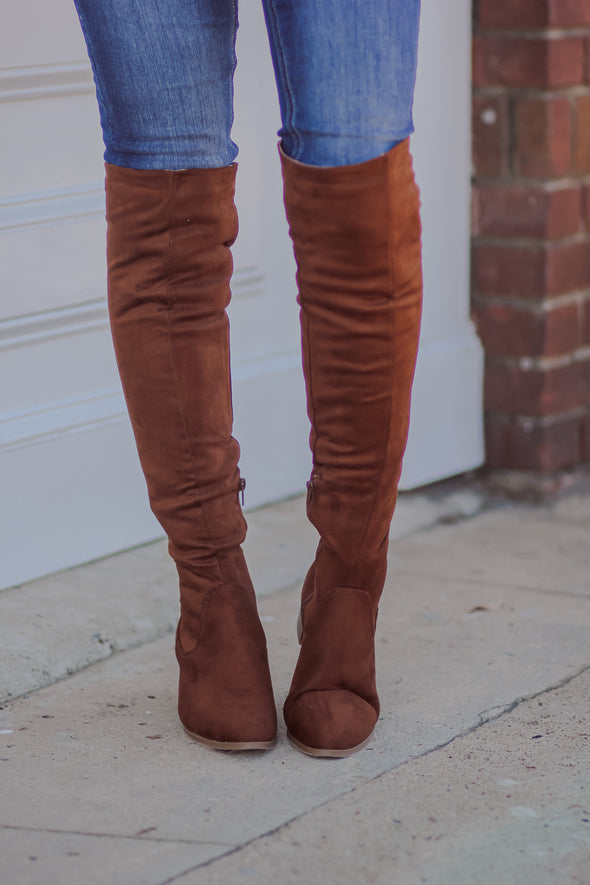 The Catherine Over The Knee Boots in Brown