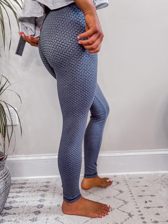 Charcoal Textured Two Tone Booty Lifting Leggings