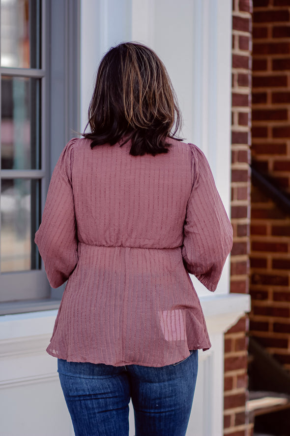 Marsala Textured Bow Detail Blouse