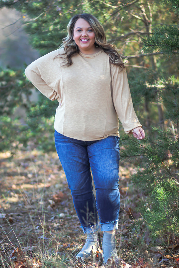 Marigold Open Back Long Sleeve Top In Regular & Curvy