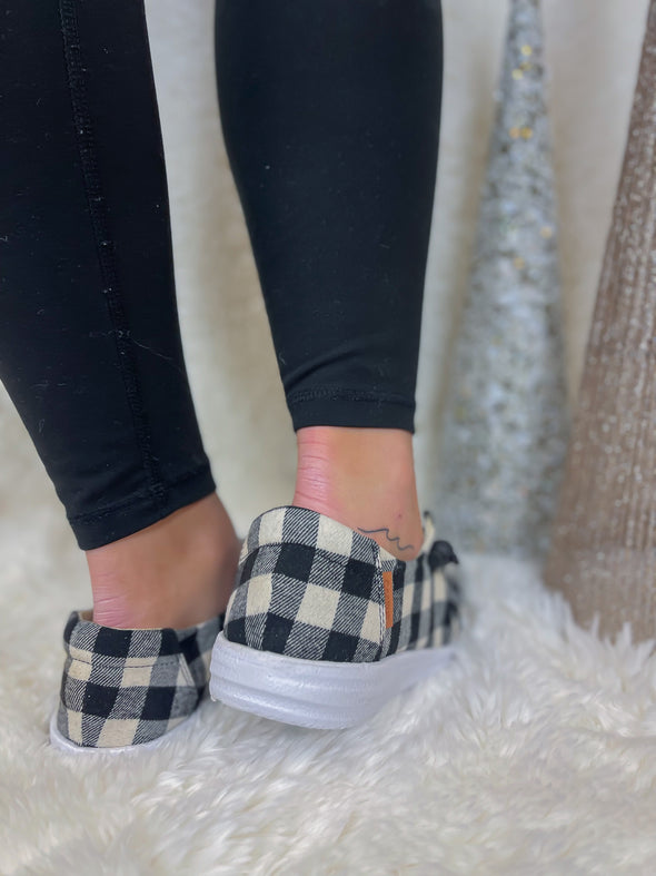 Corkys White Plaid Kayak Slip on Sneaker