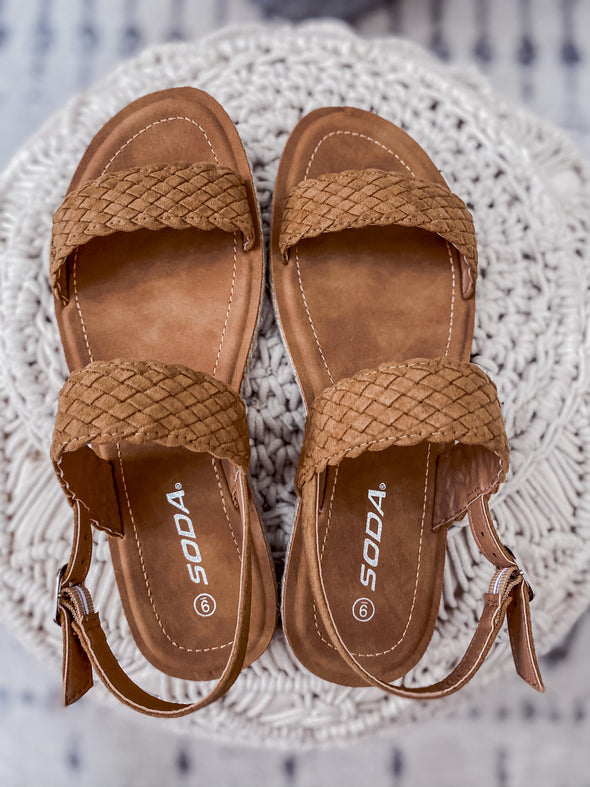 Coffee Woven Flat Espadrille Sandal