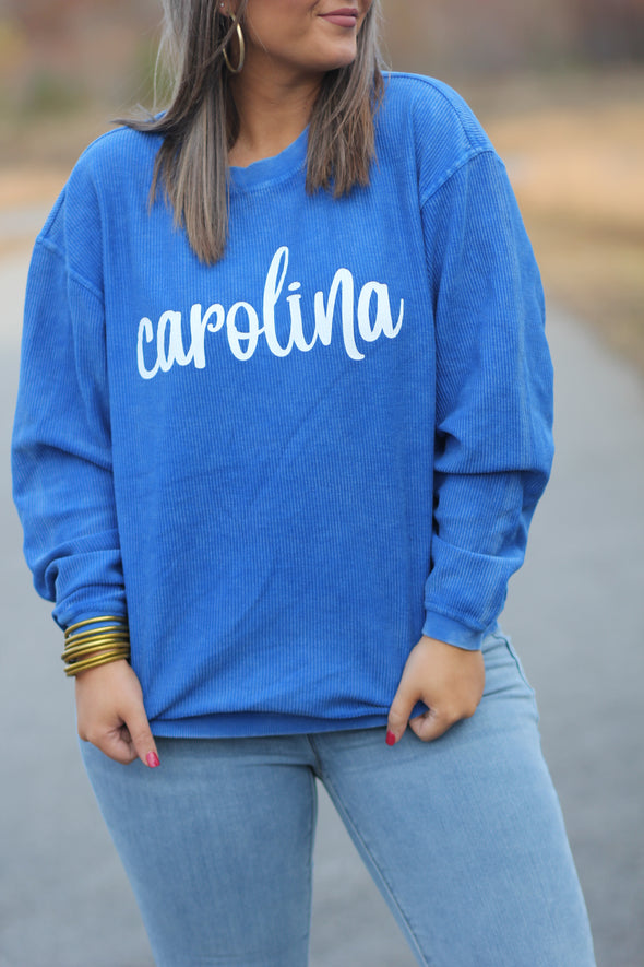 Carolina Royal Blue Corded Pullover