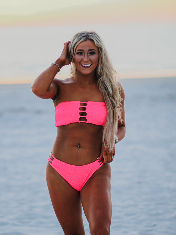 The Leah Two Piece Swimsuit in Hot Pink