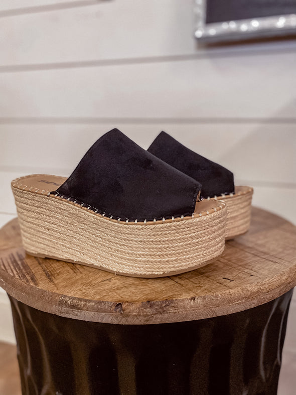 Black Espadrille Platform Sandal