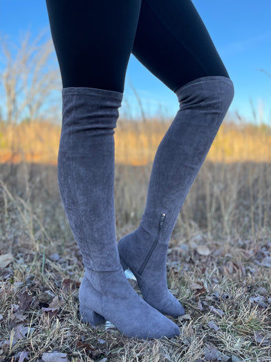 The Wynter Over The Knee Boot In Grey
