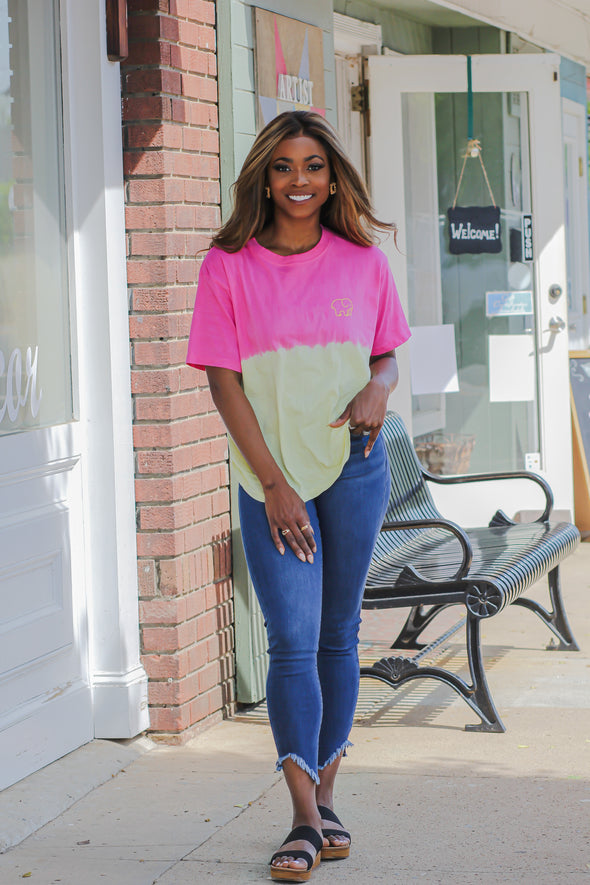 Ivory Ella Heritage Pink & Yellow Ombre Oversized Graphic Tee
