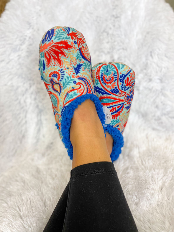 Western Paisley Fuzzy Slippers