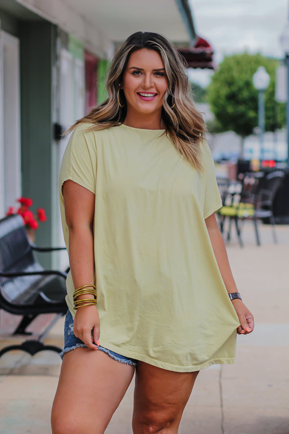 CLEARANCE Lemon Mineral Washed Poncho Top