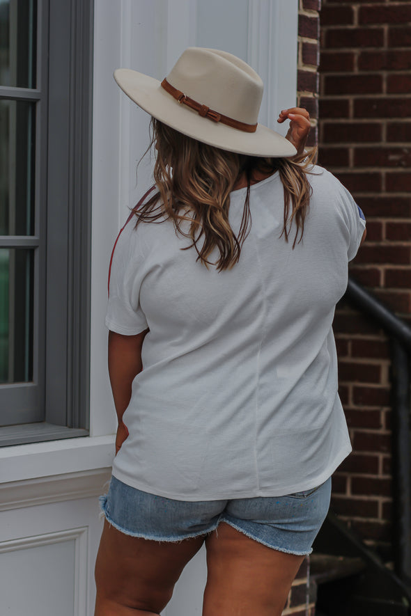 Multi Color Block Short Sleeve Top In Regular & Curvy