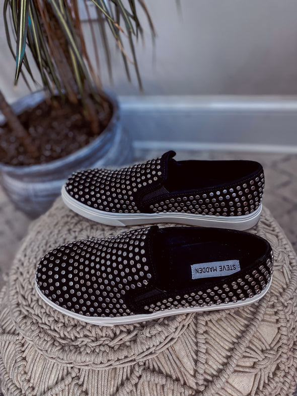 Steve Madden Coulter Black Studded Slip on Sneaker