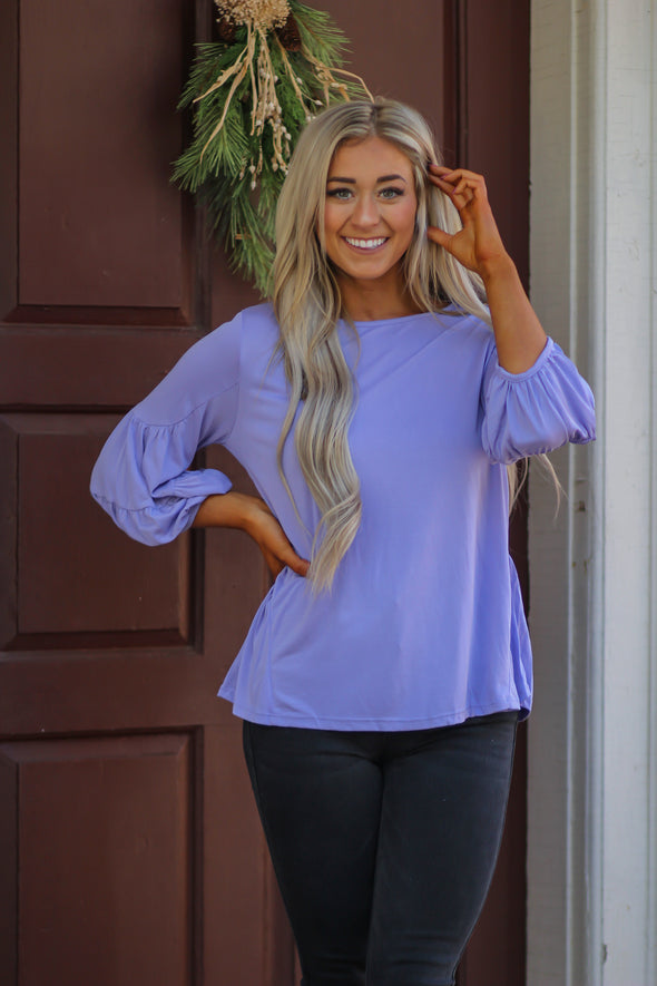 DOORBUSTER Lilac Balloon Sleeve Top