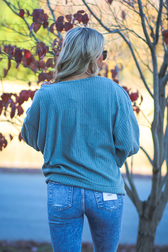 Dark Teal Brushed Dolman Sleeve Top