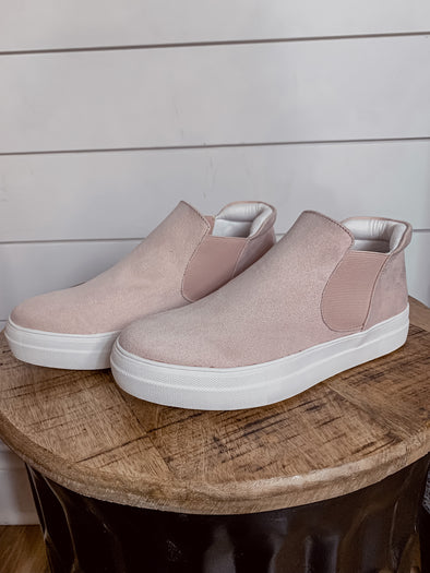 Soft Pink Suede High Top Sneaker