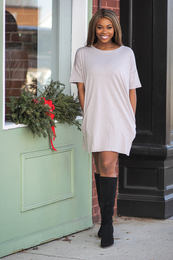 Stone Short Sleeve T Shirt Dress