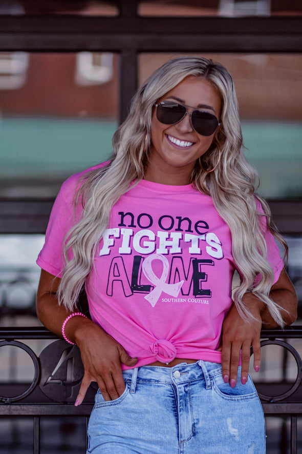 Pink No One Fights Alone Graphic Tee