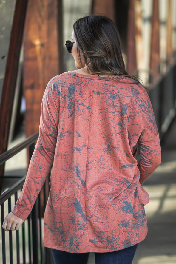 Brick Splatter Detail Dolman Sleeve Top