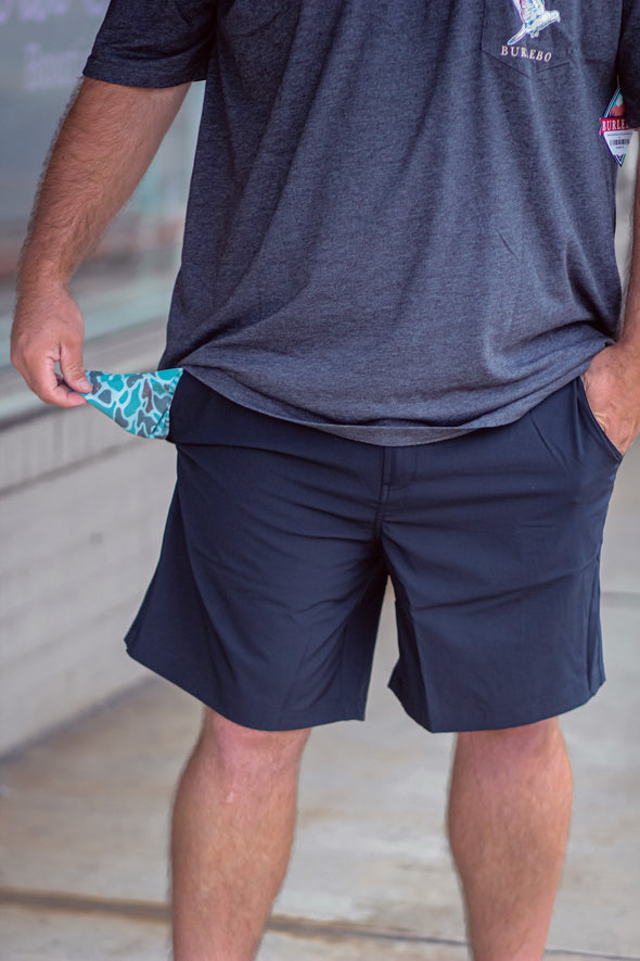 Burlebo Matte Black Camo Pocket Performance Shorts