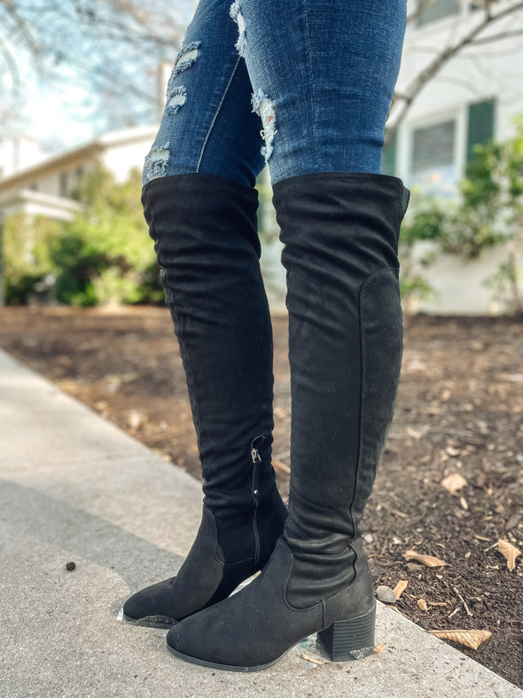 The Catherine Over The Knee Boots in Black