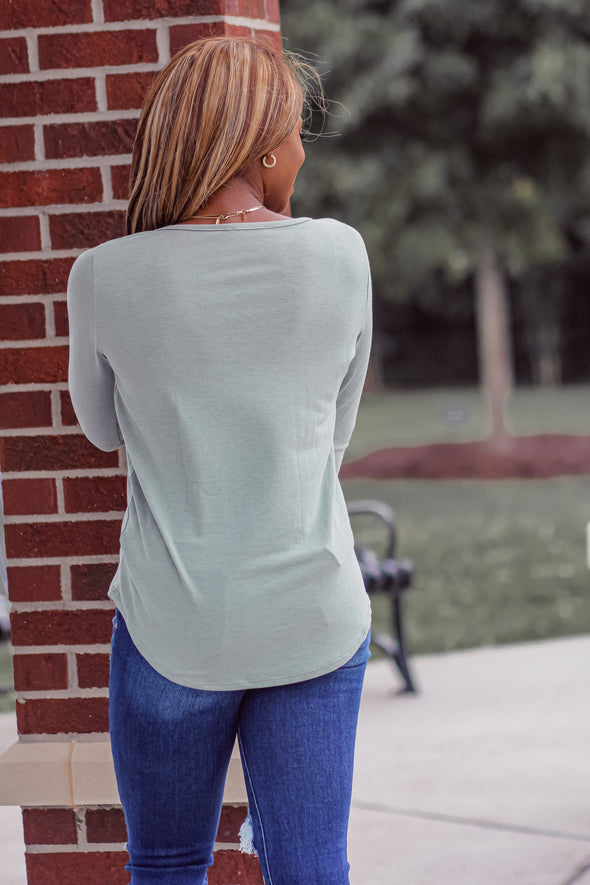 Sage Criss Cross Long Sleeve Top