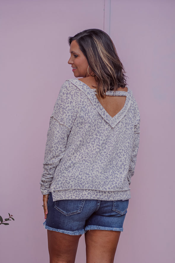 Cream Leopard Brushed Long Sleeve Top