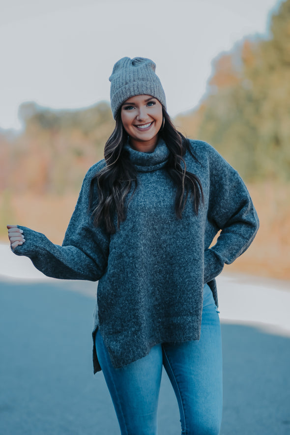 Z Supply Norah Charcoal Cowl Neck Sweater