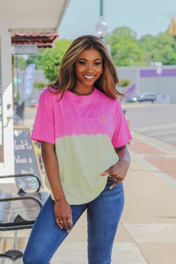 Ivory Ella Heritage Pink & Yellow Ombre Oversized Graphic Tee