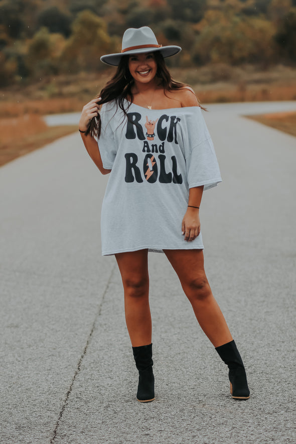 Rock & Roll Graphic T Shirt Dress