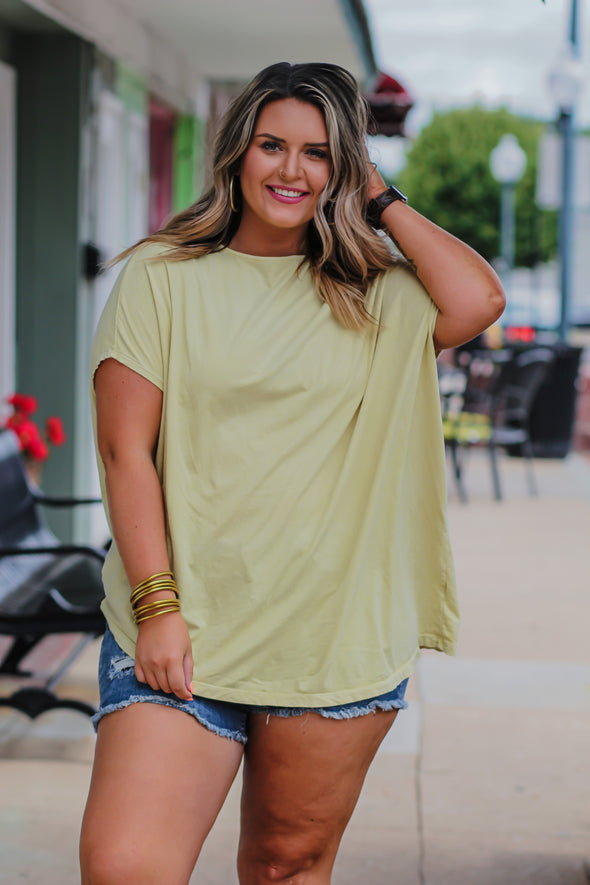 CLEARANCE Lemon Mineral Washed Poncho Top