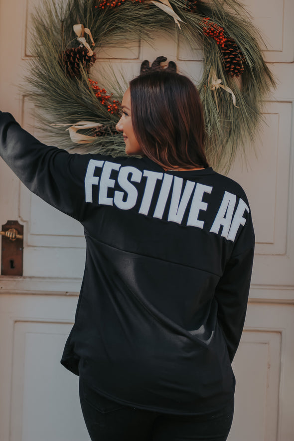 Black Festive AF Long Sleeve Tee